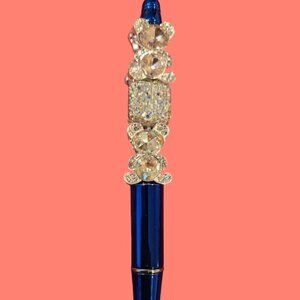 Metallic royal Blue Crystal Bear Pen